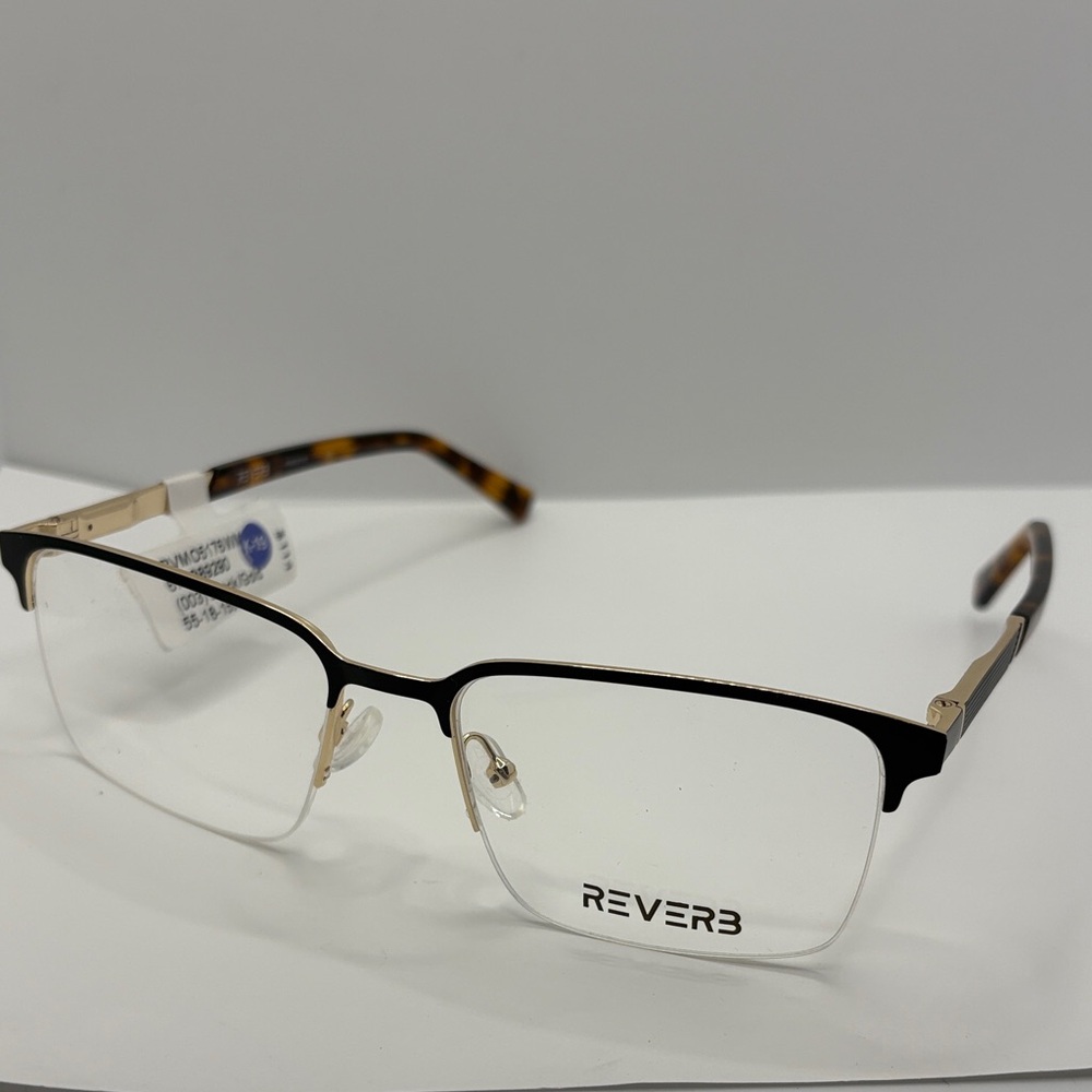 MENS Reverb RVM05716 gold tortoise shell METAL half rim frame 55-18-150 NWT